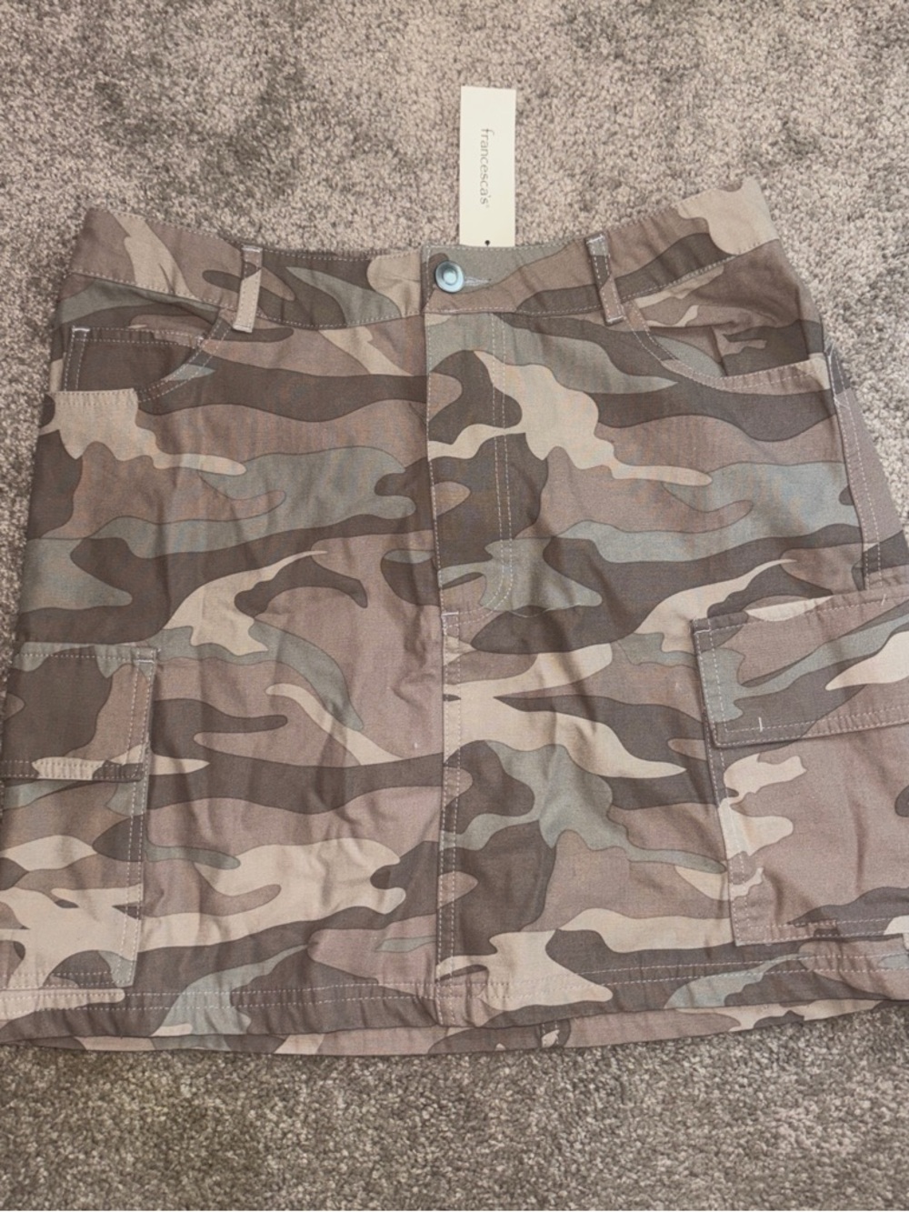 Francesca's Collections Camo Cargo Mini Skirt - Brown & Green